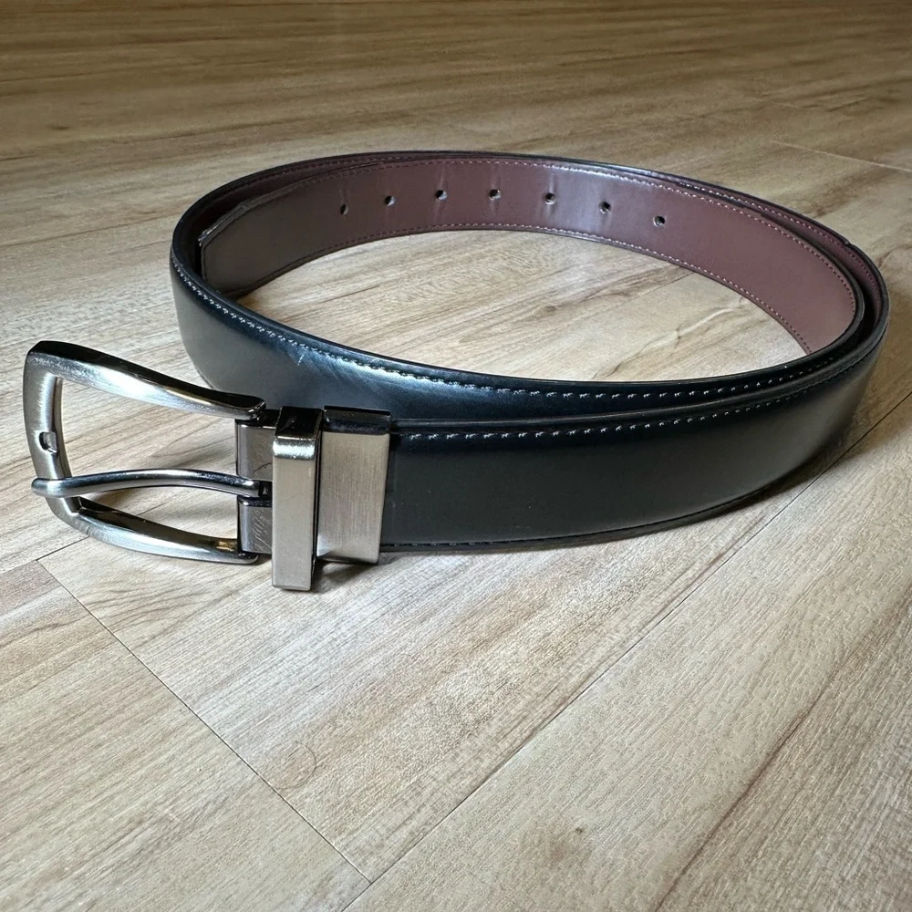Men’s Reversible Synthetic Leather Belt (Black/Brown) Size XL (42-44)